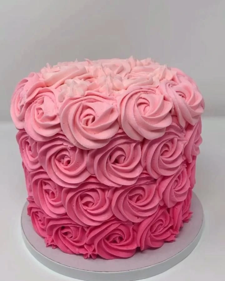 Pink Rosette Buttercream Cake